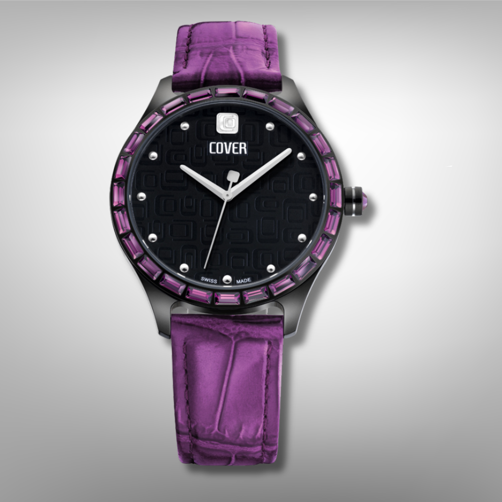 Cover Co164.06 Damen Quarzuhr mit Swarovski Steinen Lederarmband  Co164BPL1PU/SW